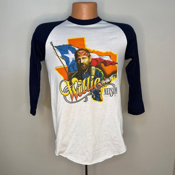 Vintage 1980s Willie Nelson & Family On Tour T-Shirt, Wrangler Jeans 1984 Small - Picture 1 of 4